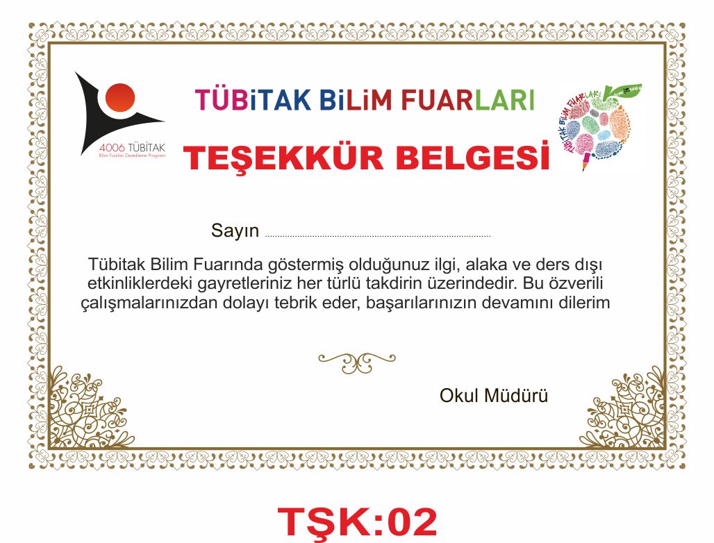 Teşekkür Belgesi 02
